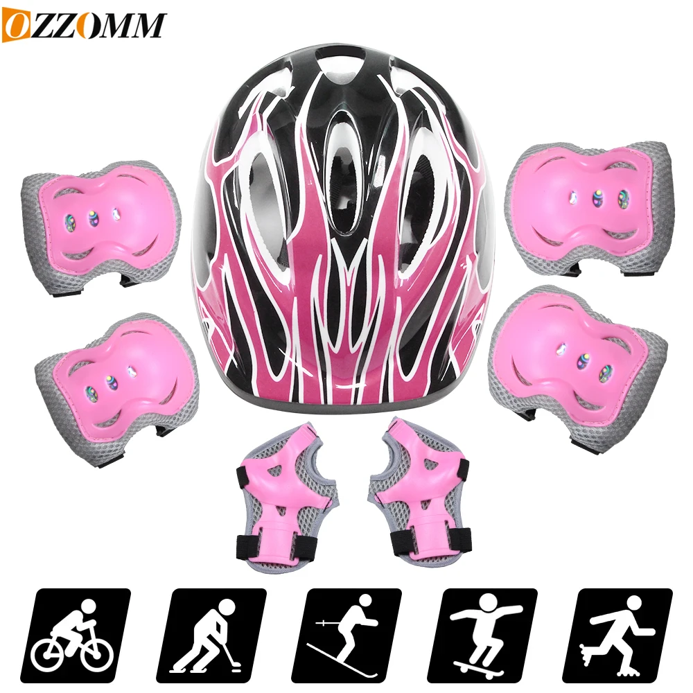 Scooter Helmet Set - 7-delige kinderfietshelmset, skateboard kniebeschermers - verstelbaar
