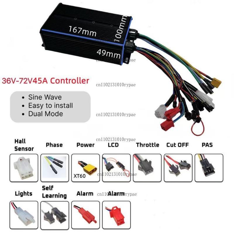 Tweekanaals 36V 48V 52V 60V 72 - 72V 45A Dual Controller recensie en prijs